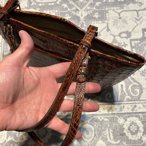 Brahmin Elegant Brown Embossed Tote Bag - Picture 14 of 15